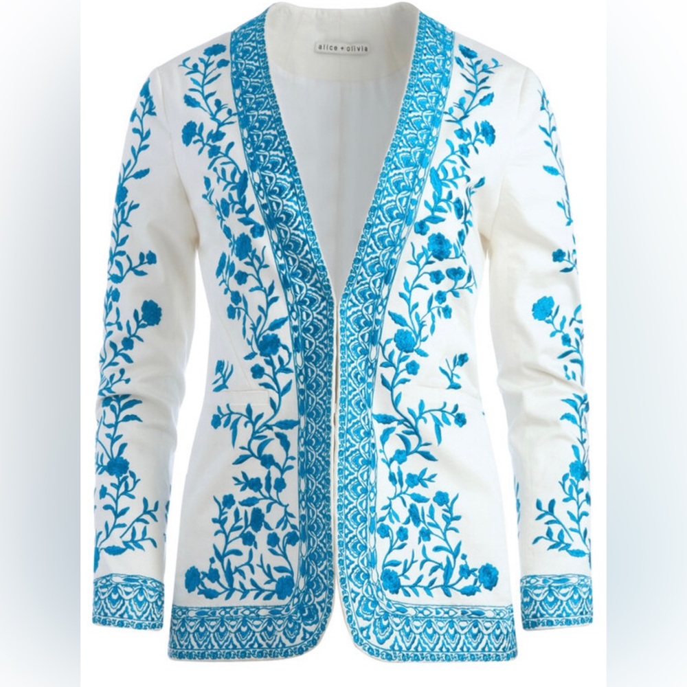 NWT Alice + Olivia Chriselle Embroidered Jacket